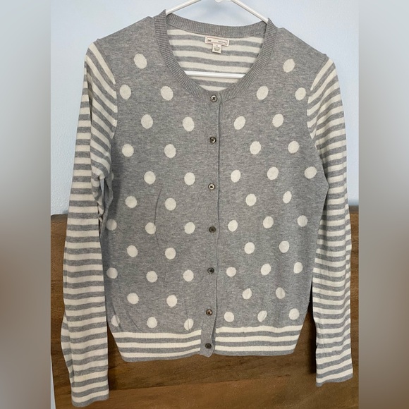 GAP Sweaters - GAP Gray and White Polka Dot Cardigan